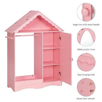 UTEX Kids Dress Up Storage with Mirror for Girls