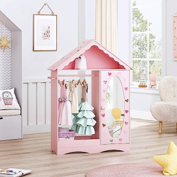 UTEX Kids Dress Up Storage with Mirror for Girls