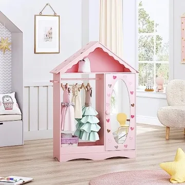 UTEX Kids Dress Up Storage with Mirror for Girls