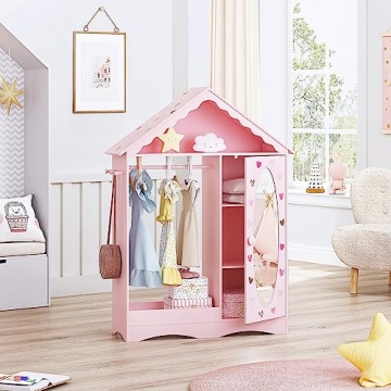 UTEX Kids Dress Up Storage with Mirror for Girls