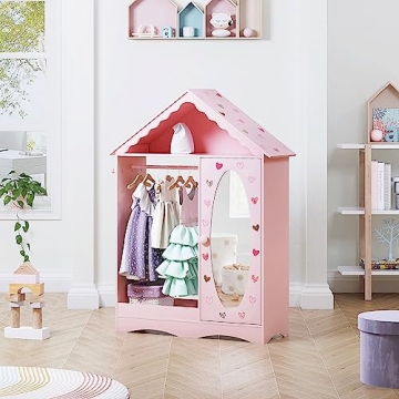 UTEX Kids Dress Up Storage with Mirror for Girls