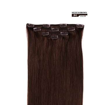 18" Clip in Hair Extensions Remy Human Hair for Women - Silky Straight Human Hair Clip in Extensions...