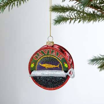 Hand-Painted Glass Caviar Ornament for Luxury Decor