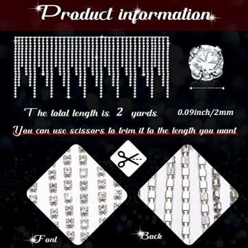 Rhinestone Fringe Belt Beaded Ribbon Diamond Tassel Chain for Jeans Clothing Accessories DIY Decoration