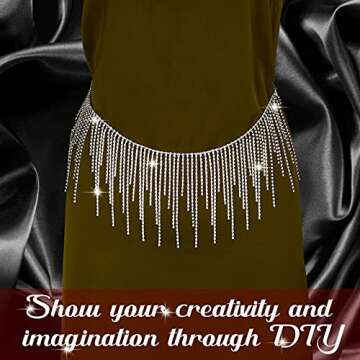Rhinestone Fringe Belt Beaded Ribbon Diamond Tassel Chain for Jeans Clothing Accessories DIY Decoration