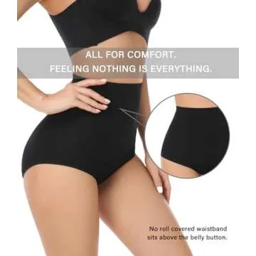 wirarpa Women's Underwear Cotton Super High Waisted Briefs Stretch Full Coverage Panties 4 Pack Black Large