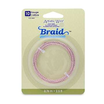 Artistic Wire 10-Gauge Round Braided Jewelry Making Wire, 2.5-Feet, Rose Gold