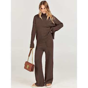 ANRABESS Women's Stylish Knitted Lounge Set for Comfort