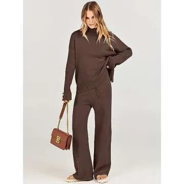 ANRABESS Women's Stylish Knitted Lounge Set for Comfort