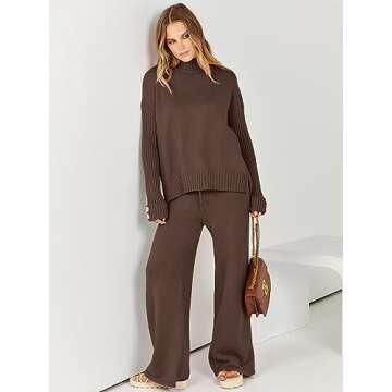 ANRABESS Women's Stylish Knitted Lounge Set for Comfort