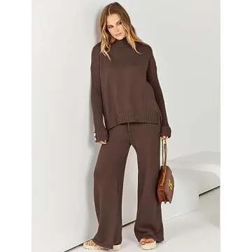 ANRABESS Women's Stylish Knitted Lounge Set for Comfort