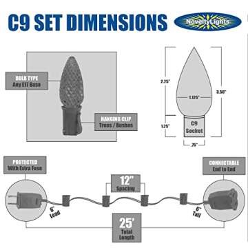 25 Foot C9 Outdoor Christmas String Lights - Durable & Bright