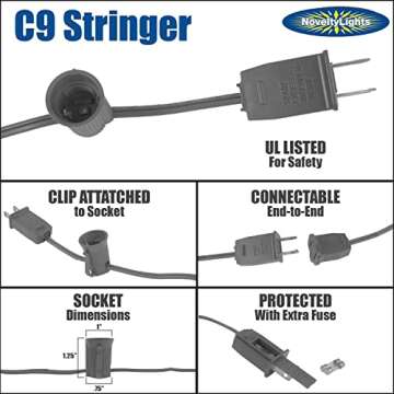 25 Foot C9 Outdoor Christmas String Lights - Durable & Bright