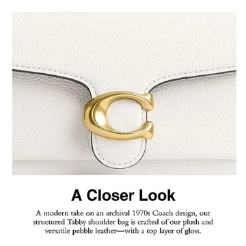 COACH Polished Pebble Leather Tabby 20 Chalk Shoulder Bag