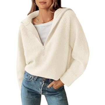 BTFBM Women's Stylish Half Zip Pullover Sweater