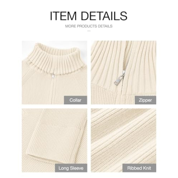 BTFBM Women's Stylish Half Zip Pullover Sweater