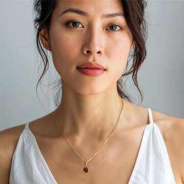 Elegant 14k Gold Garnet Necklace - Perfect Gift for Her
