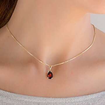 Elegant 14k Gold Garnet Necklace - Perfect Gift for Her