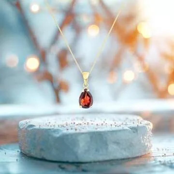Elegant 14k Gold Garnet Necklace - Perfect Gift for Her