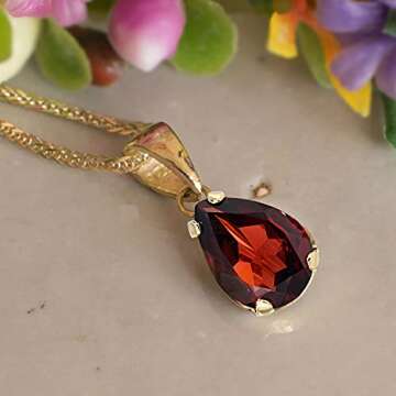 Elegant 14k Gold Garnet Necklace - Perfect Gift for Her