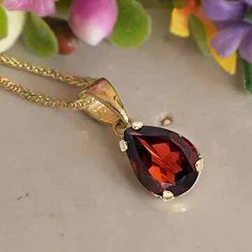 Elegant 14k Gold Garnet Necklace - Perfect Gift for Her