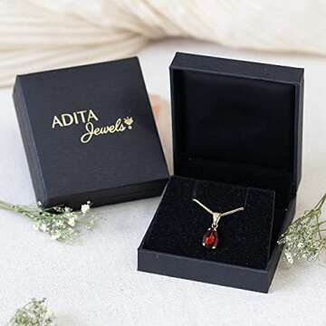 Elegant 14k Gold Garnet Necklace - Perfect Gift for Her