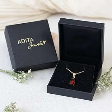 Elegant 14k Gold Garnet Necklace - Perfect Gift for Her