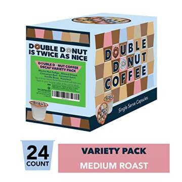 Double Donut Decaf Medium Roast Coffee Pods Variety Pack - 24 Count