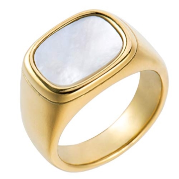 Aurelia Mae 18K Gold Plated Chunky Mother of Pearl Statement Ring
