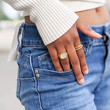 18K Gold Plated Mother of Pearl Chunky Statement Ring