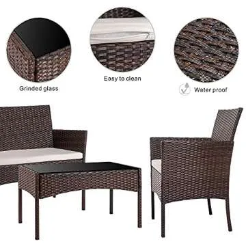 Walsunny 4-Piece Outdoor Furniture Set – Stylish & Durable