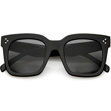 zeroUV Oversized Fashion Retro Square Sunglasses - Stylish & Durable (50mm, Black/Smoke)