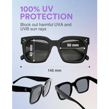 zeroUV Retro Square Sunglasses for Women | 100% UV Protection