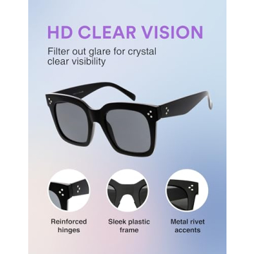 zeroUV Retro Square Sunglasses for Women | 100% UV Protection