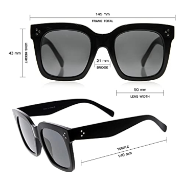 zeroUV Retro Square Sunglasses for Women | 100% UV Protection