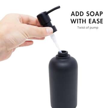 Yew Design Matte Black Soap Dispenser for Bathroom, 15oz Round Rustproof Liquid Hand Dish Soap Dispenser Pump for Kitchen Sink, Countertop, and Bathroom