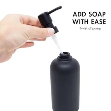 Yew Design Matte Black Soap Dispenser for Bathroom, 15oz Round Rustproof Liquid Hand Dish Soap Dispe...
