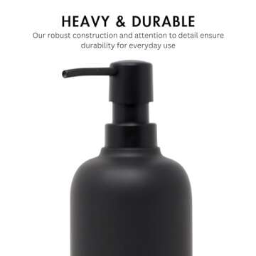 Yew Design Matte Black Soap Dispenser for Bathroom, 15oz Round Rustproof Liquid Hand Dish Soap Dispenser Pump for Kitchen Sink, Countertop, and Bathroom