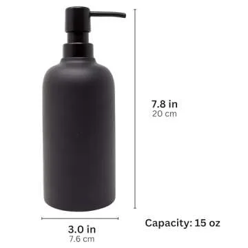 Yew Design Matte Black Soap Dispenser for Bathroom, 15oz Round Rustproof Liquid Hand Dish Soap Dispenser Pump for Kitchen Sink, Countertop, and Bathroom