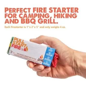 Pull Start Fire Pull String Firestarter | No Matches Required, Fire Starts in Seconds | for Campfires, Grill, Fireplace, BBQ | Lights Wet Wood, Easy to Use, Food Safe and Weather Resistant | 12 Pack