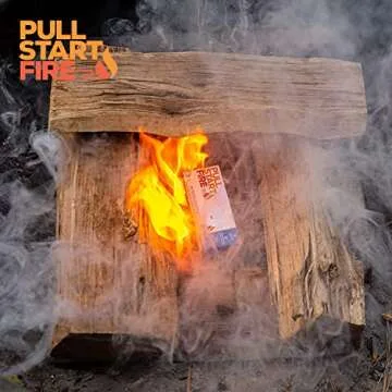 Pull Start Fire Pull String Firestarter | No Matches Required, Fire Starts in Seconds | for Campfires, Grill, Fireplace, BBQ | Lights Wet Wood, Easy to Use, Food Safe and Weather Resistant | 12 Pack