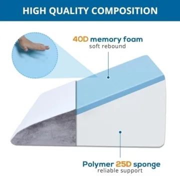 SASTTIE 12 Inch Memory Foam Wedge Pillow for Sleep