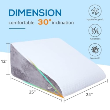SASTTIE 12 Inch Memory Foam Wedge Pillow for Sleep