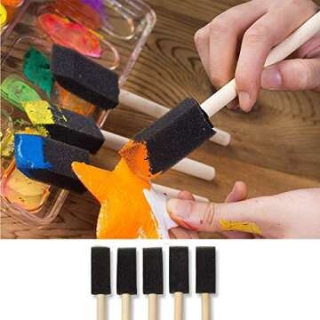 Katzco 10 Pack - Poly Foam Brushes with Wooden Handles - for Any Professional Paint Job, Oil Stain, Watercolor, Art and Craft Project; Use for Professional and Amateur Projects