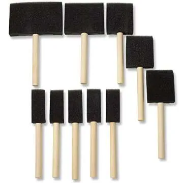 Katzco 10 Pack - Poly Foam Brushes with Wooden Handles - for Any Professional Paint Job, Oil Stain, Watercolor, Art and Craft Project; Use for Professional and Amateur Projects