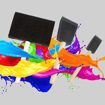 Katzco 10 Pack - Poly Foam Brushes with Wooden Handles - for Any Professional Paint Job, Oil Stain, Watercolor, Art and Craft Project; Use for Professional and Amateur Projects