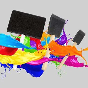 Katzco 10 Pack - Poly Foam Brushes with Wooden Handles - for Any Professional Paint Job, Oil Stain, Watercolor, Art and Craft Project; Use for Professional and Amateur Projects