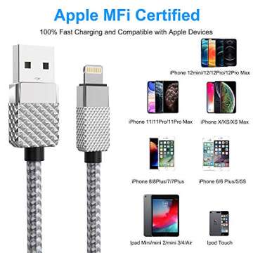 Apple MFi Certified 16Ft Lightning Charger Cable for Fast Charging