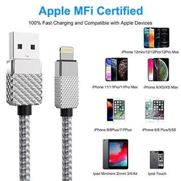 Apple MFi Certified 16Ft Lightning Charger Cable for Fast Charging