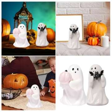 Generic Cute Halloween Decorative,Halloween Ghost Decor,Resin Pumpkin Ghost Centerpieces,Coffee Tabl...